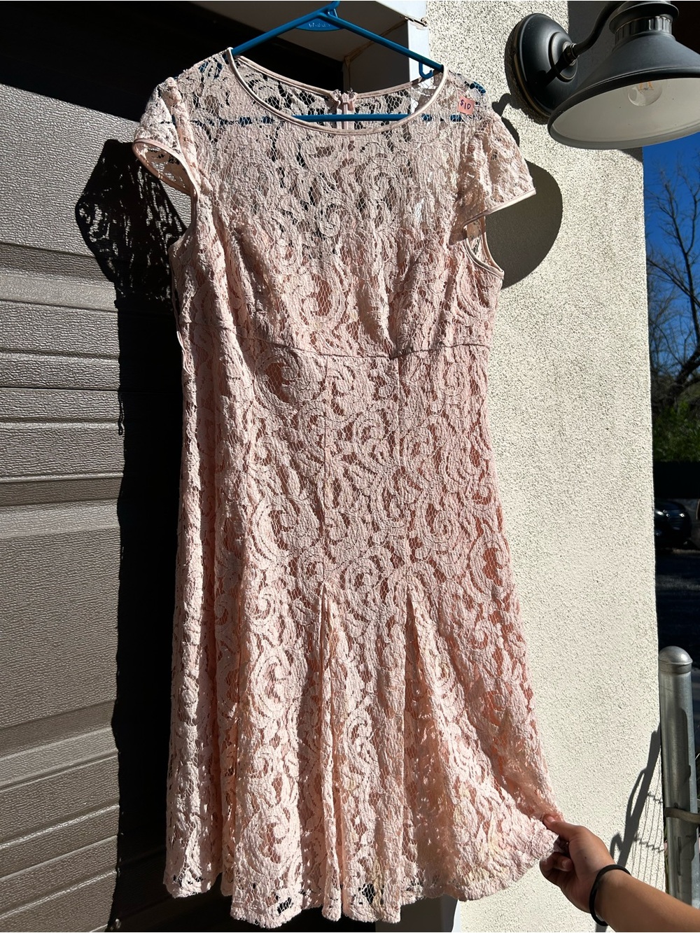 Adrianna Papell Blush Lace Fit-and-Flare Dress
